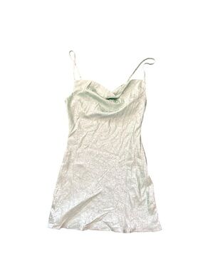 Nasty Gal Satin Slip Dress in  Mint Green Cowl Neck